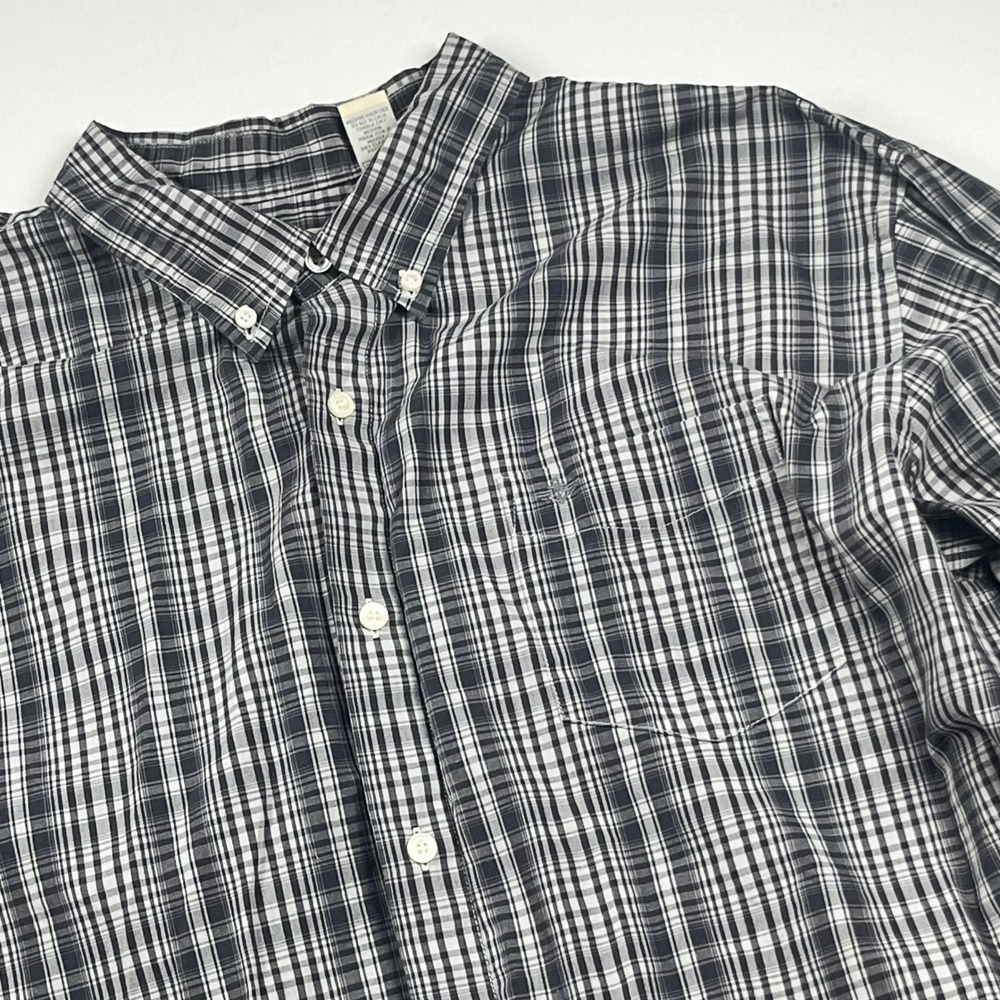 Dockers Plaid Long Sleeve Button Down Shirt XXL Black White Classic Cotton Blend